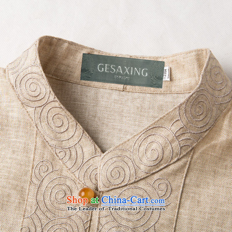 Bosnia and new products during the spring and autumn line thre middle-aged men hedging cotton linen long-sleeved Tang China wind in older embroidery collar Tang blouses F7758 carbon M/170, thre line (gesaxing and Tobago) , , , shopping on the Internet