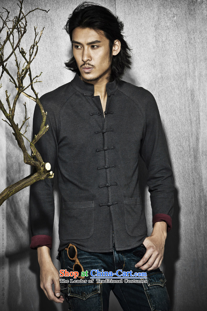 Phaedo grid autumn FZOG/ new comfortable cotton linen Tang dynasty China wind Men's Mock-Neck pure color Chinese Disc buttoned, Black XL Photo, prices, brand platters! The elections are supplied in the national character of distribution, so action, buy now enjoy more preferential! As soon as possible.