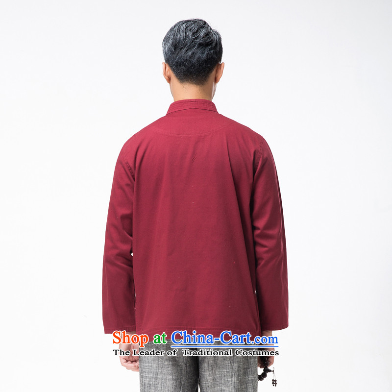 The new line of Bosnia and thre in autumn and winter older solid color embroidered dragon long-sleeved Tang dynasty China wind Chinese collar disc detained Tang blouses F7726  XL/180, wine red and line (gesaxing thre) , , , shopping on the Internet