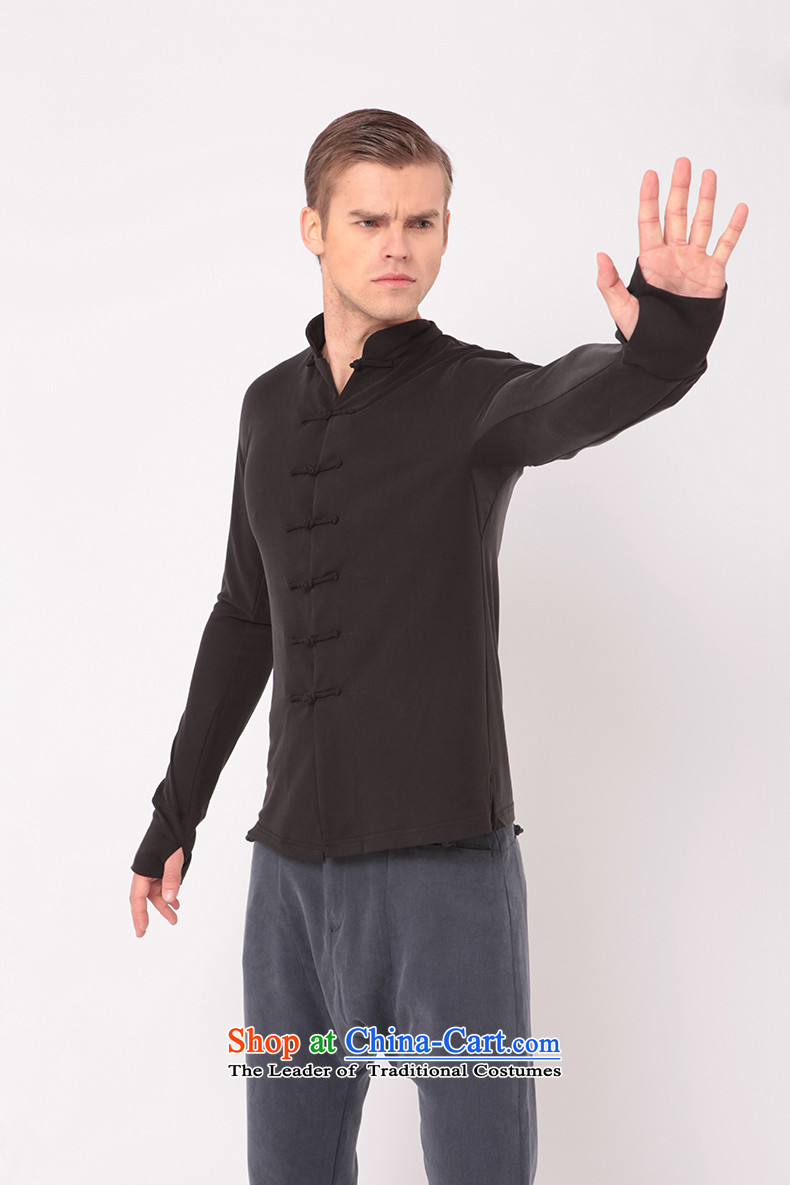 Phaedo of Chinese FZOG/ tray clip male blouses China wind solid color collar long-sleeved Sau San Tong-black casual M picture, prices, brand platters! The elections are supplied in the national character of distribution, so action, buy now enjoy more preferential! As soon as possible.