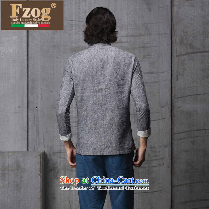 Phaedo grid autumn FZOG/ new spell checker shirt men stereo color tray clip stylish Sau San Tong load collar long-sleeved gray M,fzog,,, shopping on the Internet