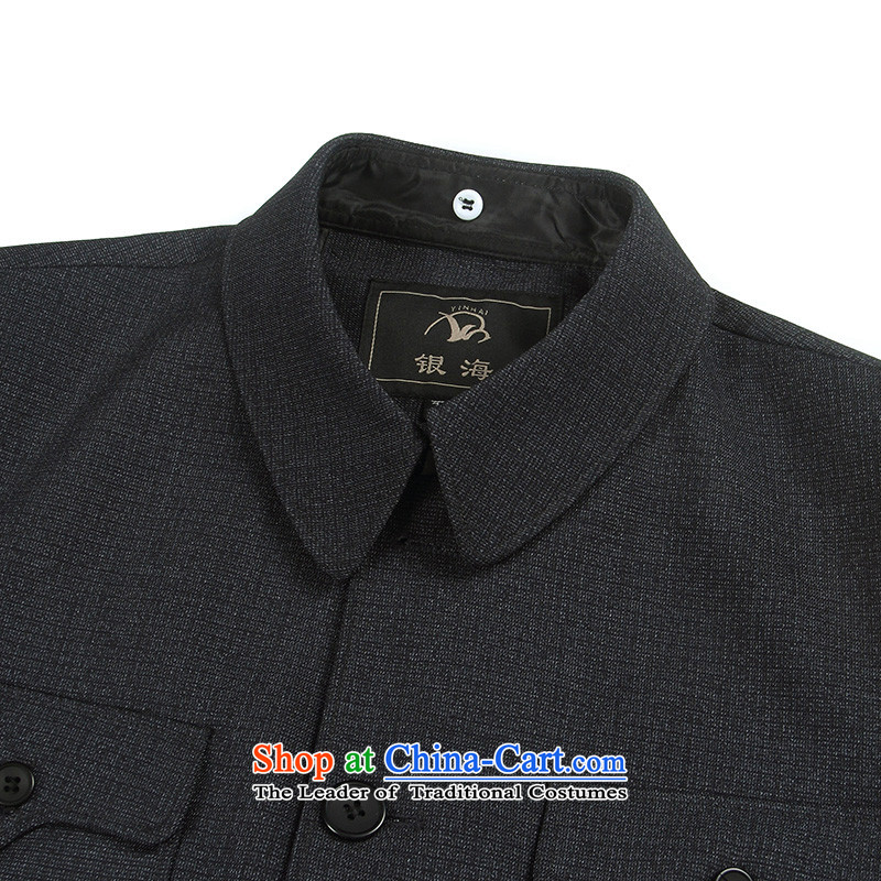 The fall of the older men Chinese tunic kit lapel of older persons serving a father jacket Zhongshan boys father black and gray聽72, as well as replacing the blade has been pressed shopping on the Internet