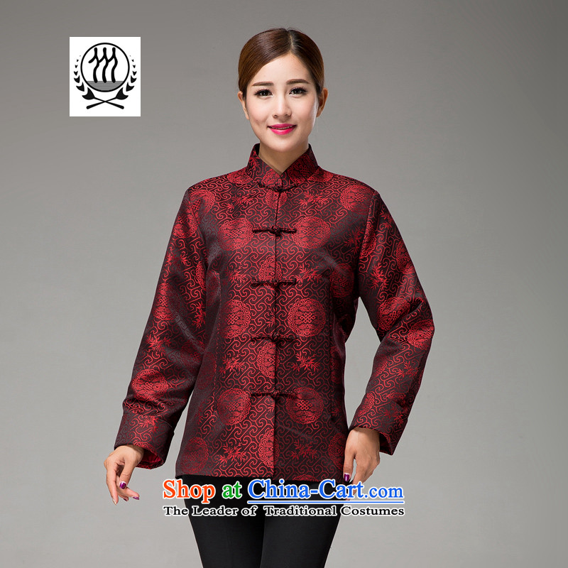 Thre line autumn and winter and new female couple replacing Tang blouses national wind in the design of the auspicious Chinese long-sleeved older mom and dad couples with F1531 wine red women M/170, thre line (gesaxing and Tobago) , , , shopping on the In