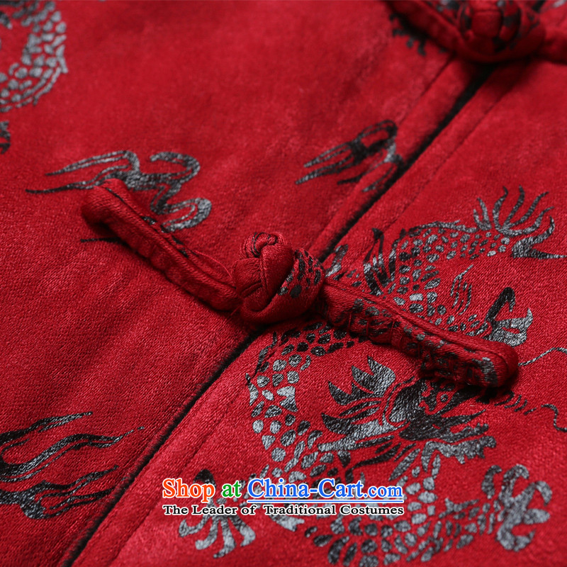 Shuai Ocean China wind Men's Mock-Neck Shirt thoroughly Chinese Tang dynasty male robe of winter clothing in the thick wool older festive red 175, yang (Shuai SHUAIYANG) , , , shopping on the Internet