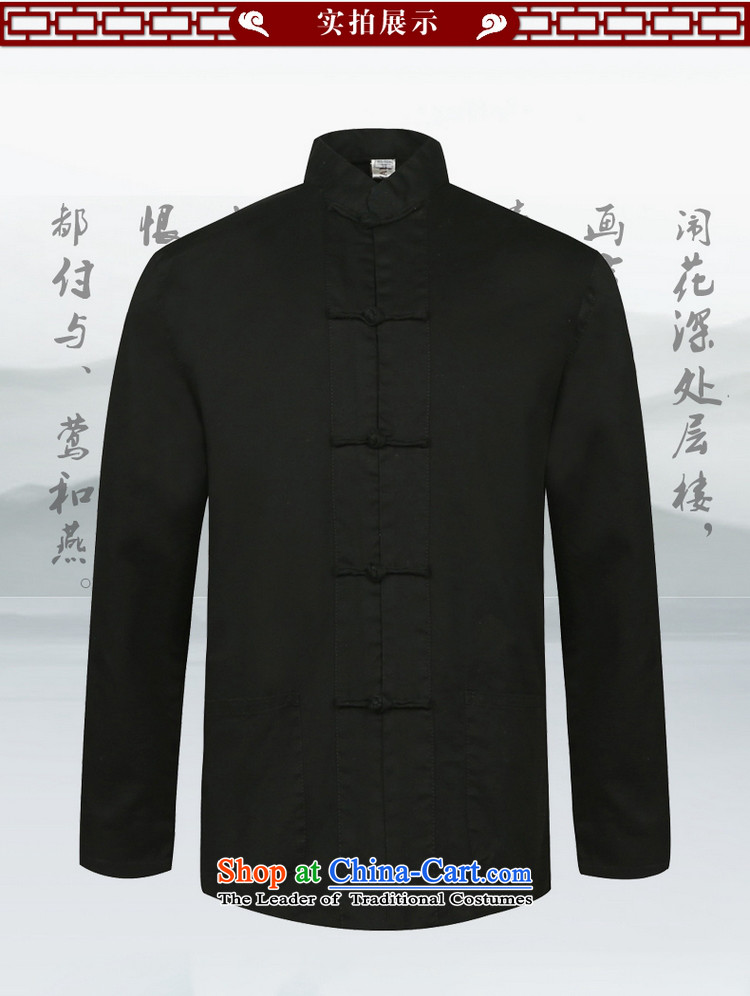 The new ocean handsome men cotton Tang long sleeved shirt with China wind Men's Mock-Neck Shirt Spring and Autumn Chinese loose version single-layer disc deduction manually jacket national costumes black 175 pictures, prices, brand platters! The elections are supplied in the national character of distribution, so action, buy now enjoy more preferential! As soon as possible.