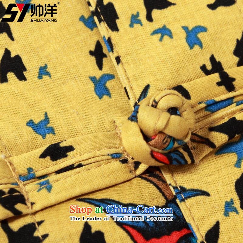 The Ocean 2015 Autumn Load Shuai New Sau San Tong men with long sleeved shirt micro pop-Cotton Mock-Neck Shirt Chinese men China wind retro national costumes yellow 180, yang (Shuai SHUAIYANG) , , , shopping on the Internet