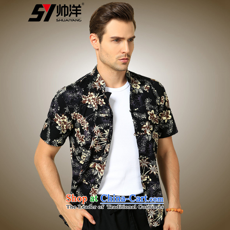 The Ocean 2015 summer cool new cotton-mercerized men short-sleeved shirt Tang Dynasty Chinese Sau San China wind shirt suit 165, yang (Shuai SHUAIYANG) , , , shopping on the Internet