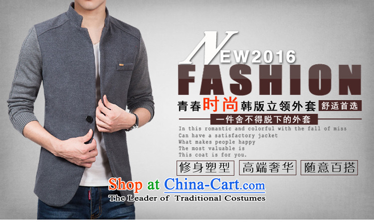 Uyuk2015 autumn and winter men Chinese tunic jacket trendy stitching knitting/gross suit coats Korean? 