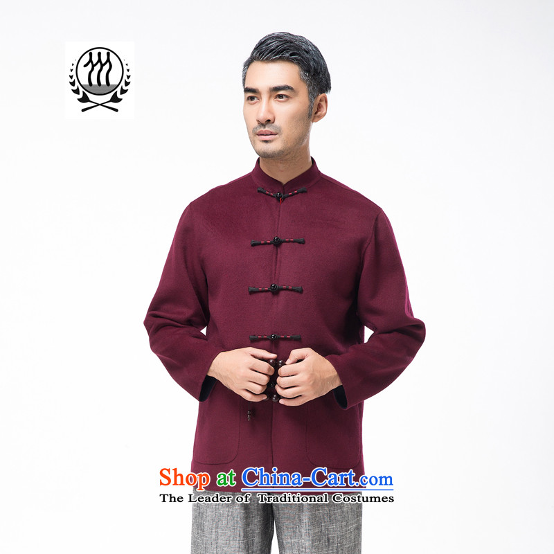 Thre line autumn and winter and the new and old age are pure color gross? Tang blouses exquisite collar disc detained wool blend yarn men F7791 aubergine M/170, jacket and thre line (gesaxing) , , , shopping on the Internet
