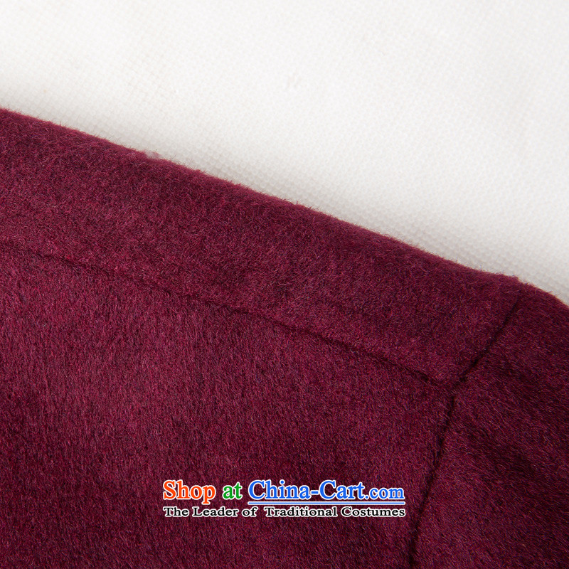 Thre line autumn and winter and the new and old age are pure color gross? Tang blouses exquisite collar disc detained wool blend yarn men F7791 aubergine M/170, jacket and thre line (gesaxing) , , , shopping on the Internet