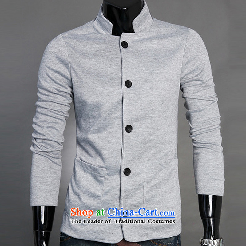 The autumn and winter new national costumes men Tang Dynasty Chinese tunic characteristics clothing single layer Chinese tunic JSL011YZ lounge light gray M Spring Latitude , , , shopping on the Internet