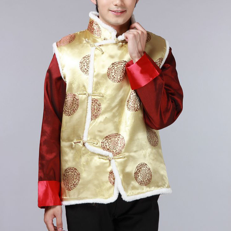 The autumn and winter new national costumes men Tang Dynasty Chinese tunic characteristics for winter clothing Chinese vest JSL015YZ Black XL, Spring Latitude , , , shopping on the Internet