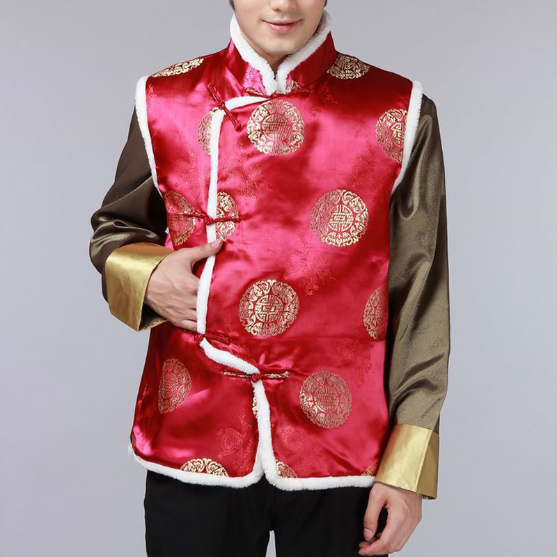 The autumn and winter new national costumes men Tang Dynasty Chinese tunic characteristics for winter clothing Chinese vest JSL015YZ Black XL, Spring Latitude , , , shopping on the Internet