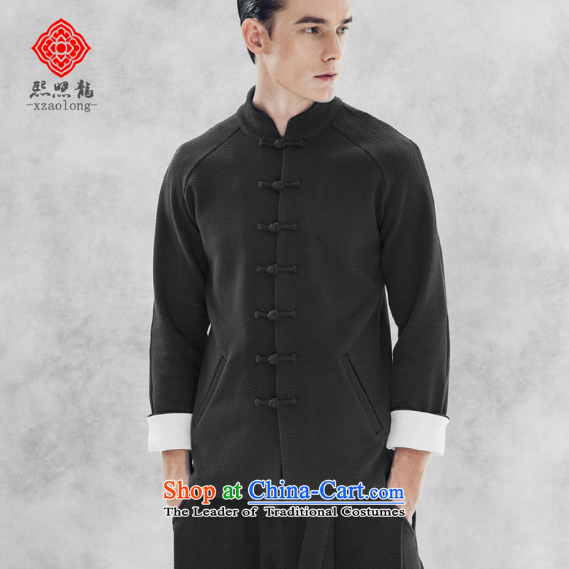 Hee-snapshot lung national costumes men Chinese Antique Knitting Tang dynasty China wind-shoulder-sleeved T-shirt and gray long-sleeved sweater XL, Hee-snapshot (XZAOLONG lung) , , , shopping on the Internet