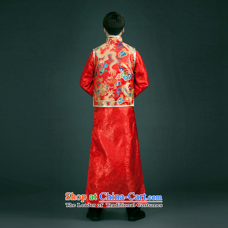Time the new Syrian, Sau Wo service men Chinese wedding dress the bridegroom longfeng use bows to Sau San Tong replacing Chinese tunic Red Red M Time Syrian shopping on the Internet has been pressed.