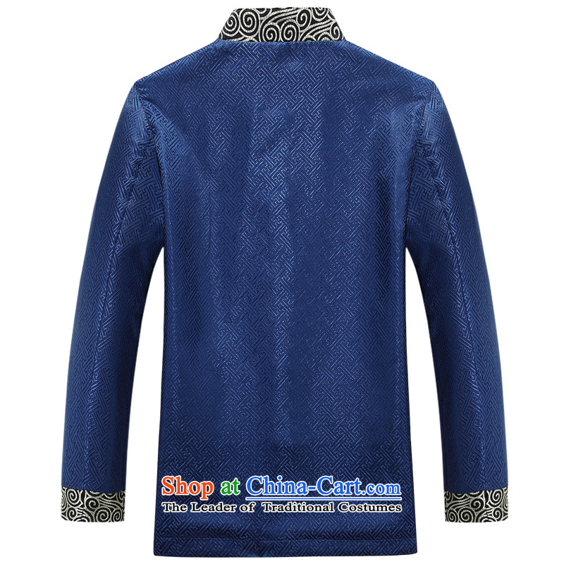 Bosnia and the spring and autumn new line thre men long-sleeved Tang dynasty China wind Chinese embroidery dress in older collar disc Tang Dynasty Show F88021 detained and contemptuous of the Blue Line and XL, thre gesaxing) , , , shopping on the Internet