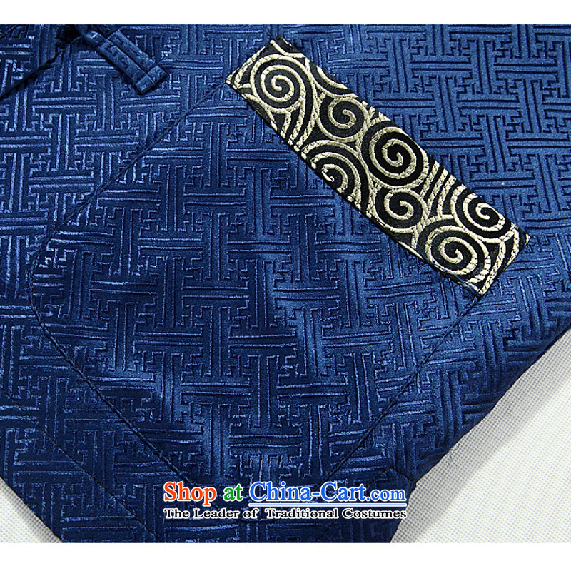 Bosnia and the spring and autumn new line thre men long-sleeved Tang dynasty China wind Chinese embroidery dress in older collar disc Tang Dynasty Show F88021 detained and contemptuous of the Blue Line and XL, thre gesaxing) , , , shopping on the Internet