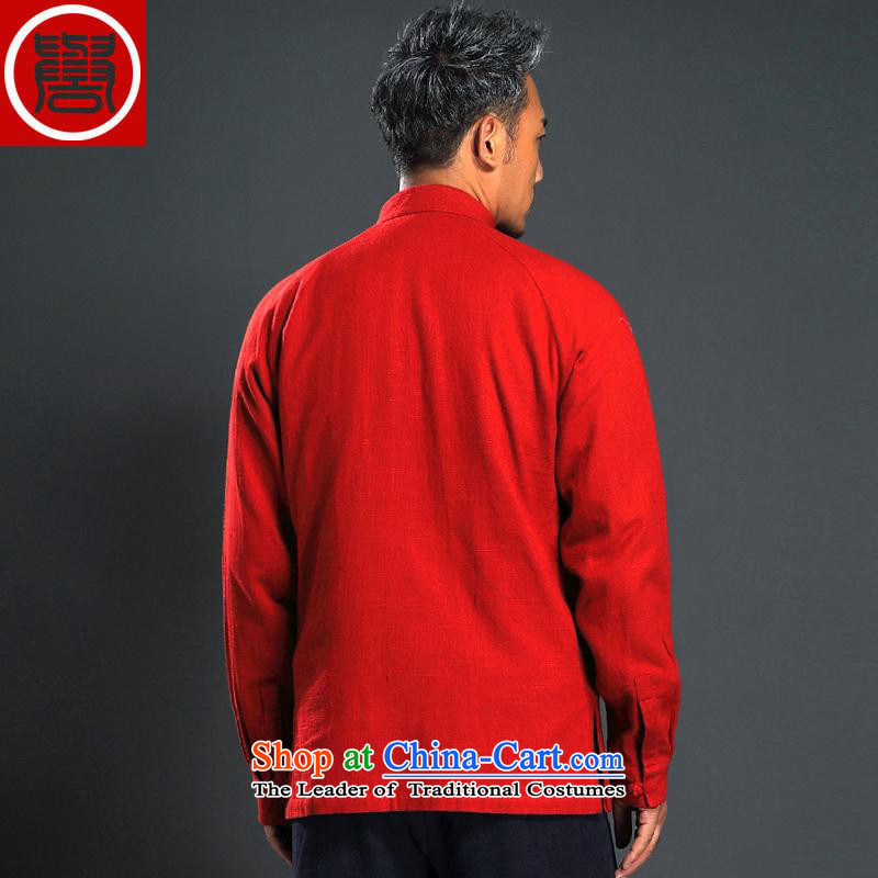 Renowned China wind up detained men Tang long-sleeved red male Han-linen leisure men loose Autumn Chinese red shirt cotton linen 2XL, renowned (CHIYU) , , , shopping on the Internet