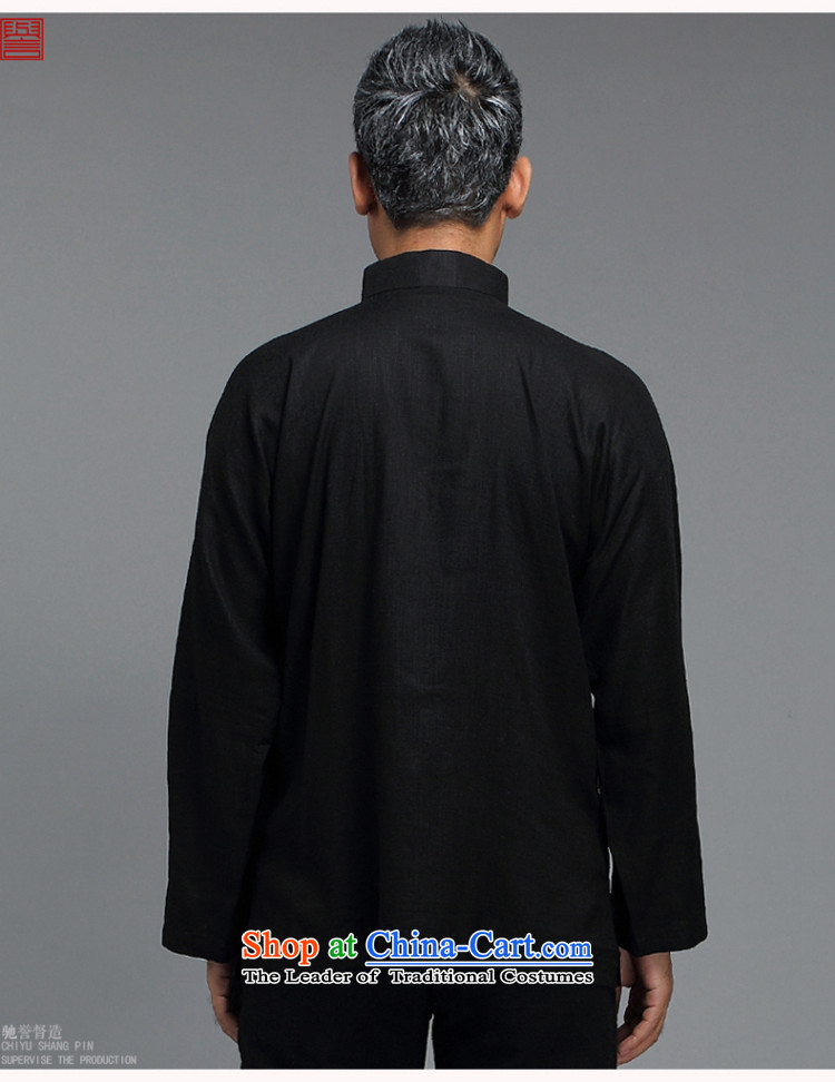 Renowned Tang dynasty male Han-improved Chinese men fall long-sleeved sweater collar China wind men tray clip black shirt 3XL picture, prices, brand platters! The elections are supplied in the national character of distribution, so action, buy now enjoy more preferential! As soon as possible.