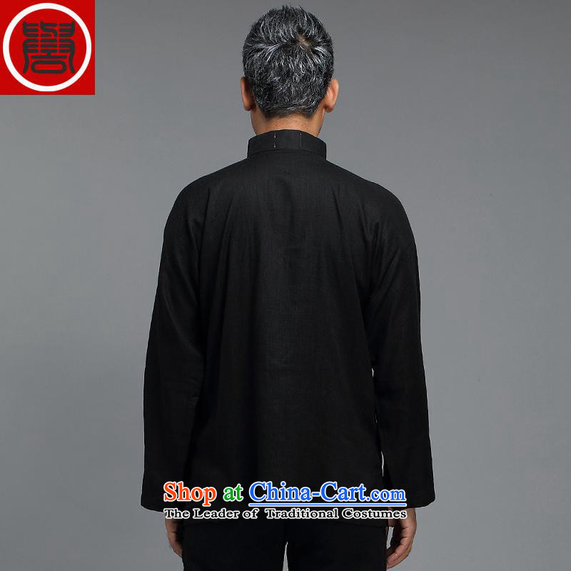 Renowned Tang dynasty male Han-improved Chinese men fall long-sleeved sweater collar China wind men tray clip black shirt 3XL, renowned (CHIYU) , , , shopping on the Internet