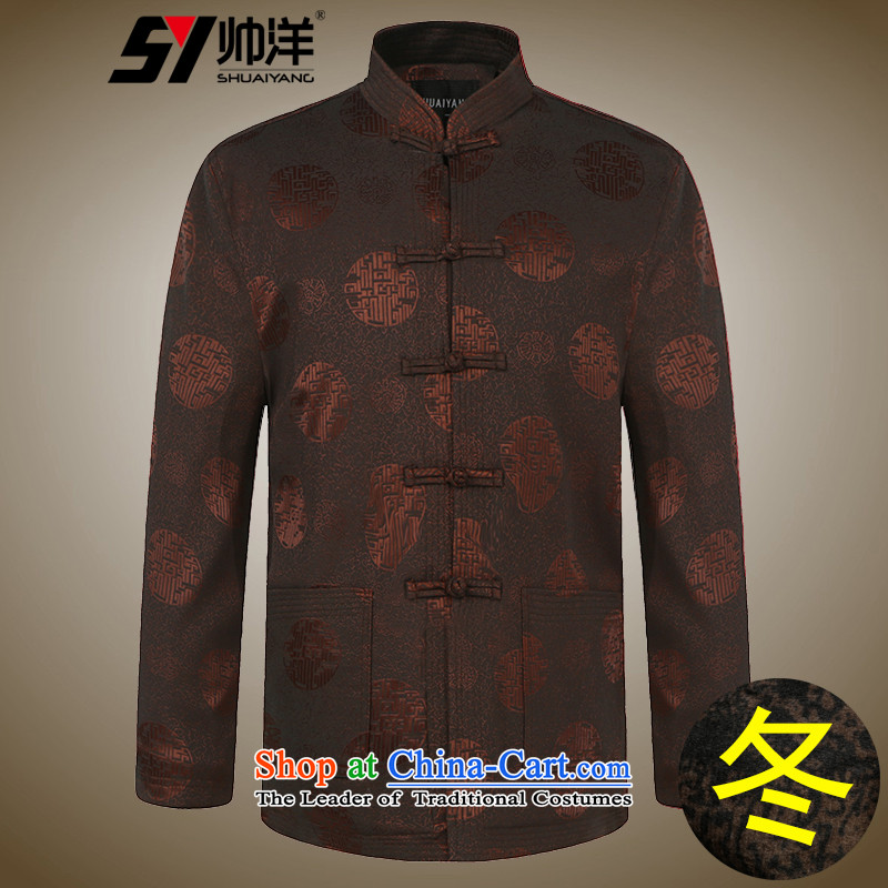 The new ocean handsome men Tang dynasty in the thick wool coat elderly men Tang Dynasty Chinese cotton China wind national costumes Chinese happy festivals celebrated Tang Dynasty Winter (wine red) 180, yang (Shuai SHUAIYANG) , , , shopping on the Interne