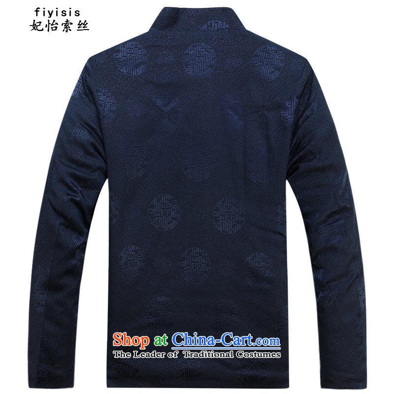 Princess in Chinese Yi Tang dynasty autumn and winter collar long-sleeved men father in the national costumes of the elderly with T-shirt grandfather festive joy of Tang Dynasty round blue shirt 190, Princess Selina Chow (fiyisis) , , , shopping on the In