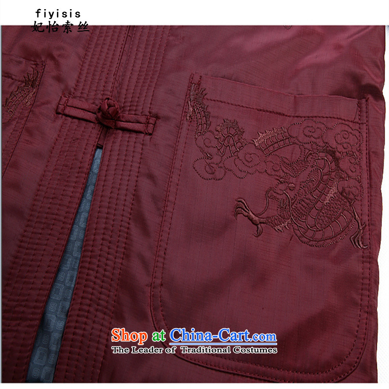The male population of Princess yi tang jacket thick coat autumn and winter, older persons in the long sleeve jacket plus cotton Tang dynasty and grandfather boxed loose red collar embroidered dragon, Han-red cotton coat 175 Princess Selina Chow (fiyisis)