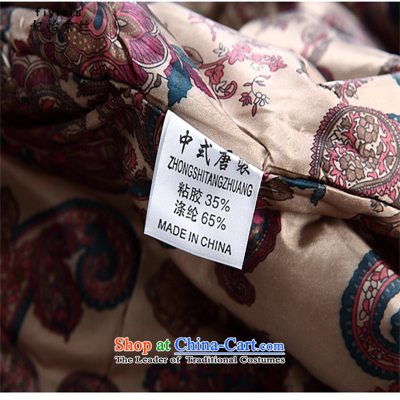Princess in Chinese Yi Tang dynasty autumn and winter collar long-sleeved men father in the national costumes of the elderly with T-shirt grandfather festive joy of Tang Dynasty round coffee color cotton coat 185 Princess Selina Chow (fiyisis) , , , shopp