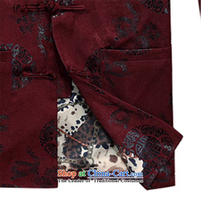Princess in Chinese Yi Tang dynasty autumn and winter collar long-sleeved men father in the national costumes of the elderly with red t-shirt with life jackets grandpa festive Tang dynasty deep red cotton coat 170, the princess Selina Chow (fiyisis) , , ,
