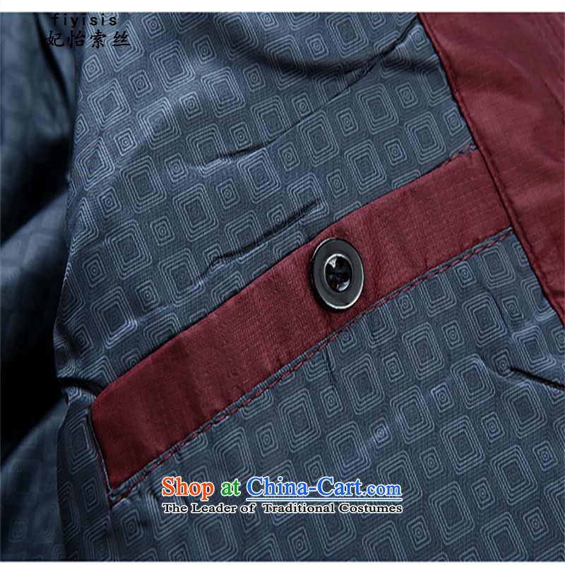 The male population of Princess yi tang jacket thick coat autumn and winter, older persons in the long sleeve jacket plus cotton Tang dynasty and grandfather boxed loose red collar embroidered dragon, Han-black cotton coat 190, Princess Selina Chow (fiyis