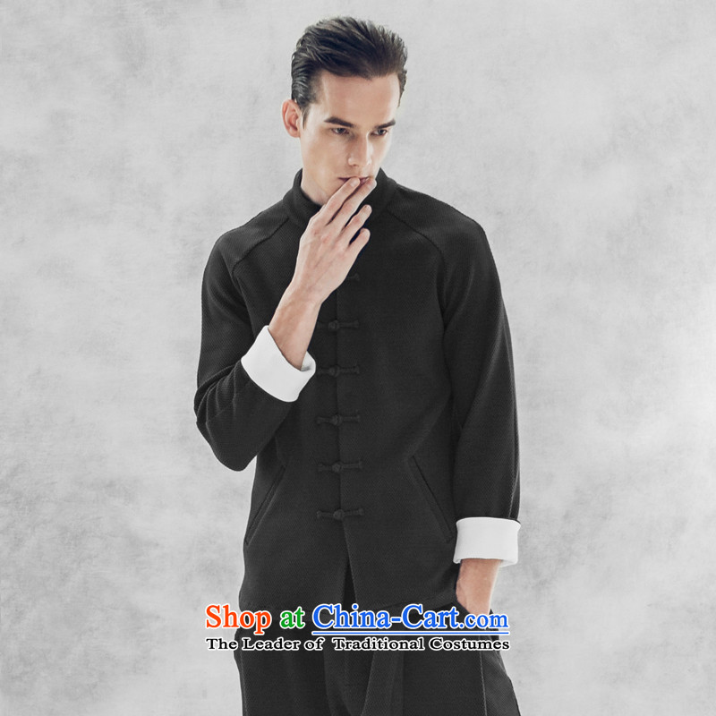 Seventy-tang China wind men Tang long-sleeved jacket retro men 2015 autumn and winter clothes Chinese Disc deduction of the trendy national costumes gray XL, Tsat Tang (seventang design shopping on the Internet has been pressed.)