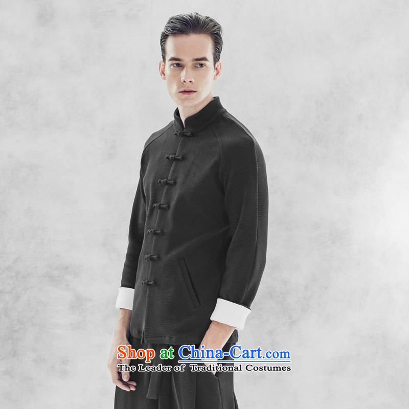 Seventy-tang China wind men Tang long-sleeved jacket retro men 2015 autumn and winter clothes Chinese Disc deduction of the trendy national costumes gray XL, Tsat Tang (seventang design shopping on the Internet has been pressed.)