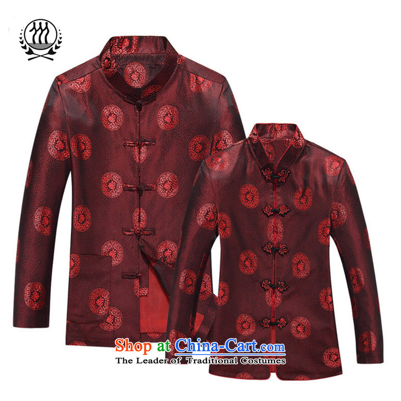 Bosnia and the fall of line thre. older couples, long-sleeved Kit China wind Chinese collar auspicious well field Mom and Dad Tang Dynasty Package F8803 deep red men L/175, thre line (gesaxing and Tobago) , , , shopping on the Internet