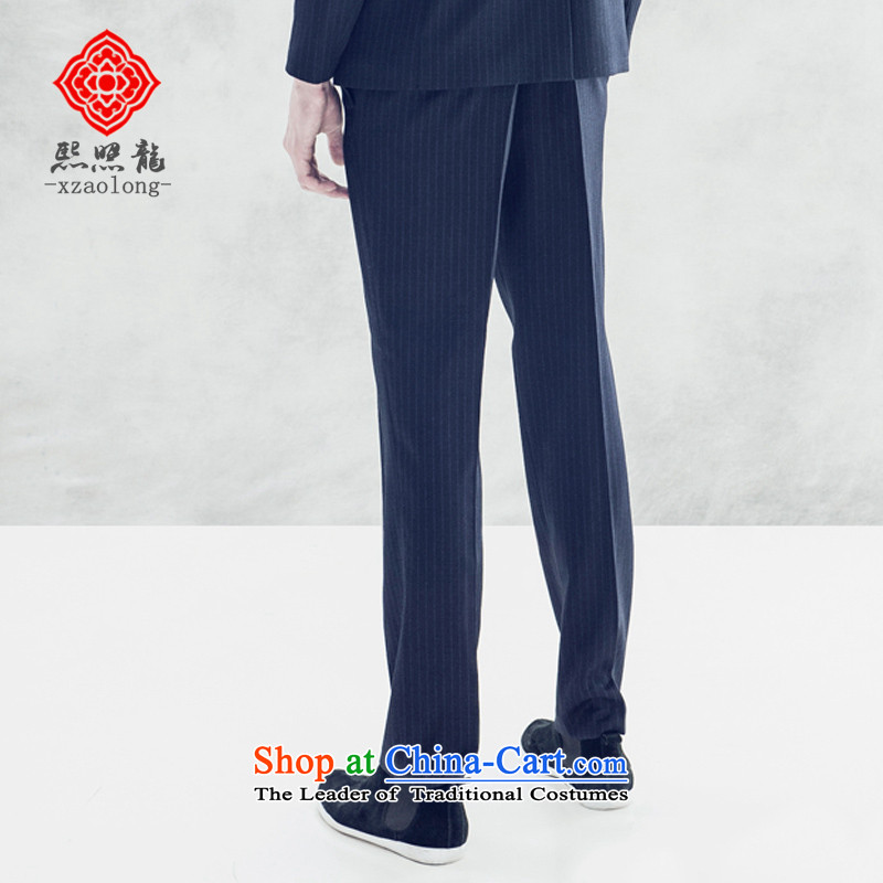 Hee-snapshot tatsuaki streaks Chinese tunic pants commerce is pants men Sau San euro version leisure west pants and blue?S