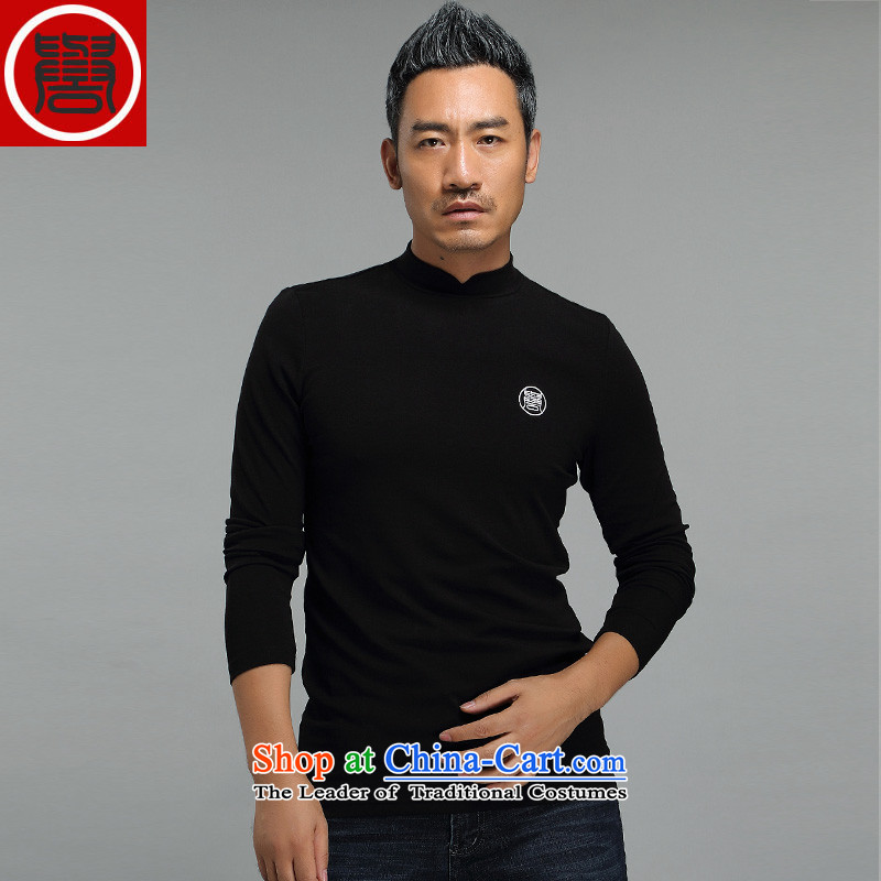 Renowned Tang dynasty China wind high t-shirts and long-sleeved T-shirt Sau San Chinese cotton modal forming the Netherlands embroidery multi-color T-shirt BlackXL