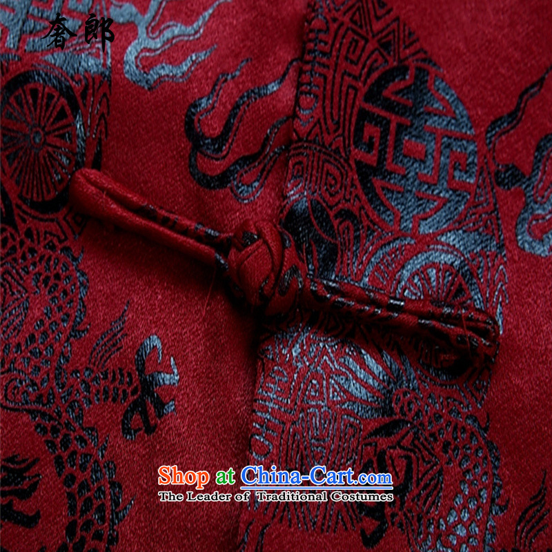 The luxury of health of older persons in the Tang Dynasty Men long-sleeved shirt Chinese middle-aged men's Han-costume father grandfather autumn jackets men over the life jackets Tang dynasty crimson red cotton coat 185 luxury health , , , shopping on the
