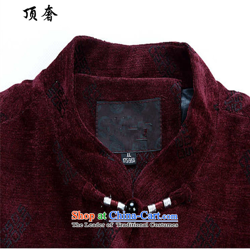 Top Luxury China wind Fall/Winter Collections of older persons in the Tang Dynasty Men long-sleeved birthday too Shou Chinese dress jacket Han-disc detained Men's Shirt red T-shirt 170, top luxury shopping on the Internet has been pressed.