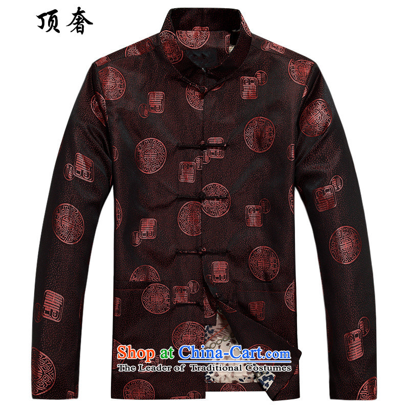 Top Luxury autumn and winter, overweight children to increase the number of elderly jacket leisure men Tang Dynasty Chinese cotton shirt over life jackets to Tang dynasty Fu Shou, red cotton coat?185