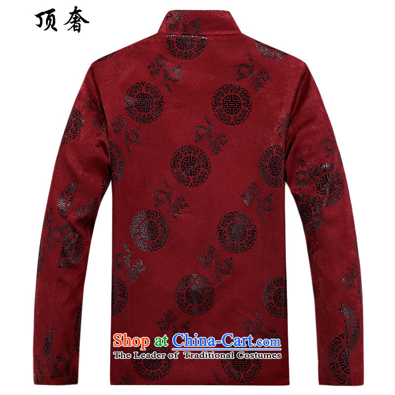 Top Luxury 2015 autumn and winter new middle-aged long-sleeved jacket of ethnic male leisure collar loose single row detained Tang jackets loose collar Tang boxed version male Hee-ryong, red cotton coat 180, top luxury shopping on the Internet has been pr