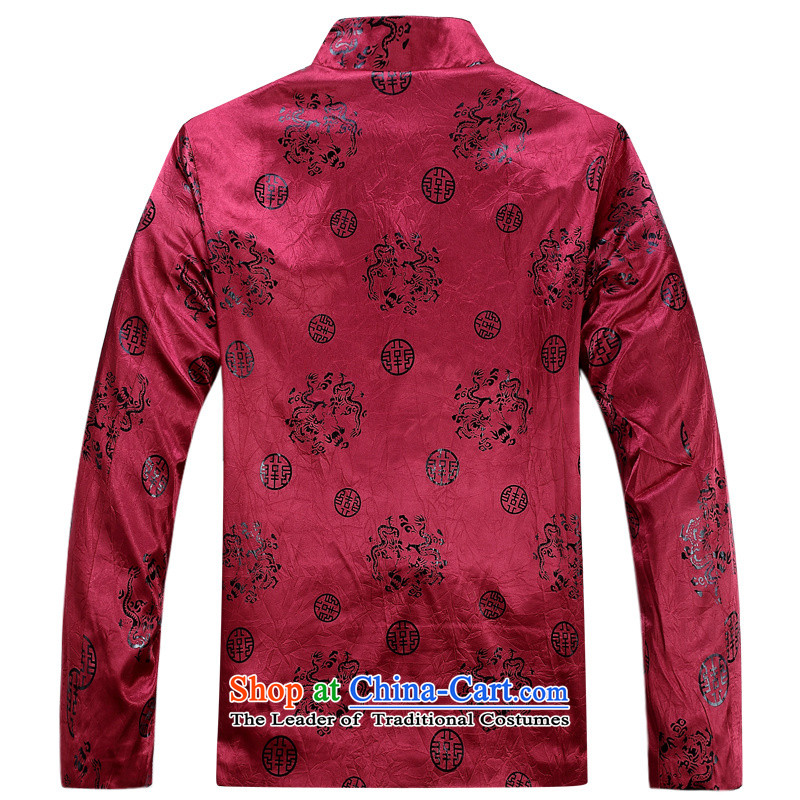 Top Luxury men in Tang Dynasty older autumn and winter Chinese Han-China wind father of ethnic collar up long-sleeved shirt clip cotton coat dad) thick with round-lung, Crimson Red cotton coat 175 top luxury shopping on the Internet has been pressed.
