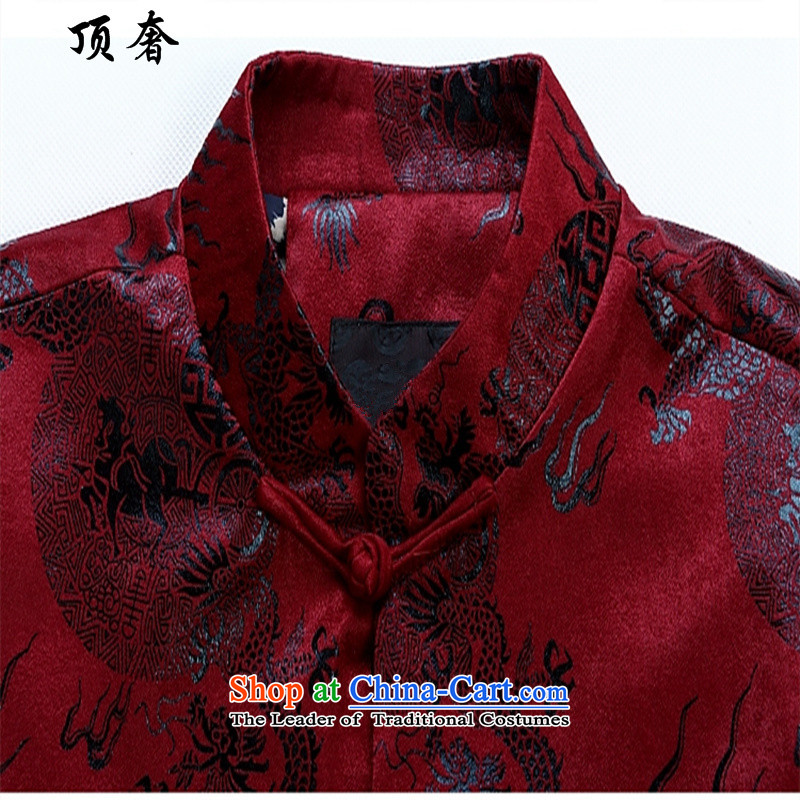 Top Luxury 2015 New Men Tang jackets Long-sleeve Lunar New Year Banquet wedding in addition Chinese clothing elderly men of the golden dragon, Crimson Red cotton coat 185 top luxury shopping on the Internet has been pressed.