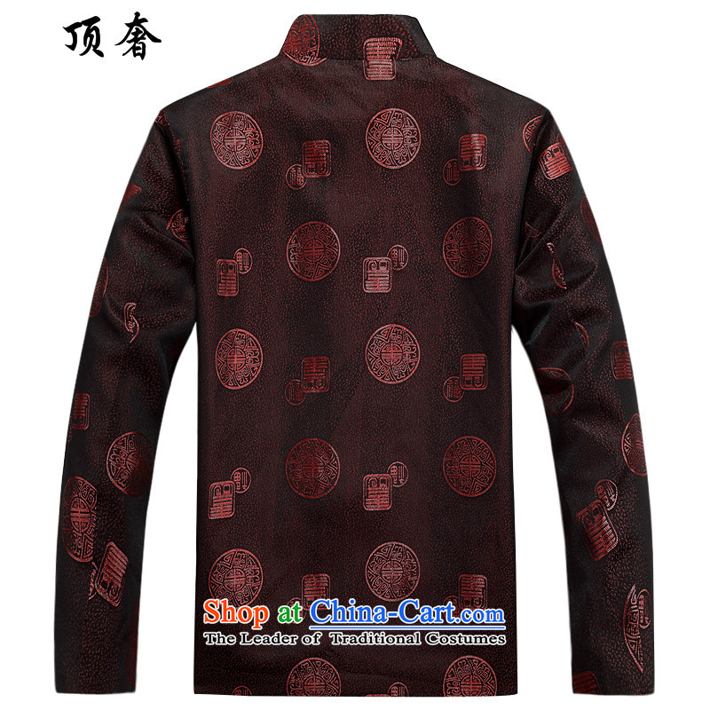 Top Luxury of older men Han-autumn and winter Tang Dynasty Chinese long-sleeved jacket and large wedding banquet Tang dynasty thick men's jackets and coffee-colored cotton coat 170, the top luxury shopping on the Internet has been pressed.