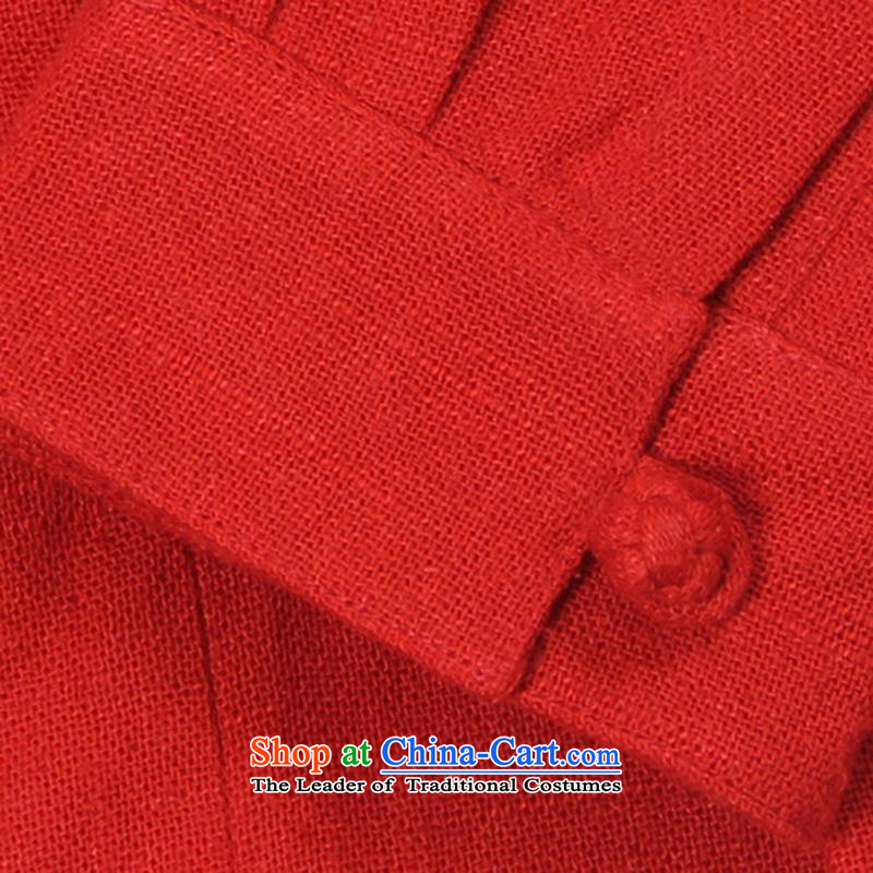 Renowned China wind up detained men Tang long-sleeved red male Han-linen leisure men loose Autumn Chinese red shirt cotton linen , L, renowned (CHIYU) , , , shopping on the Internet