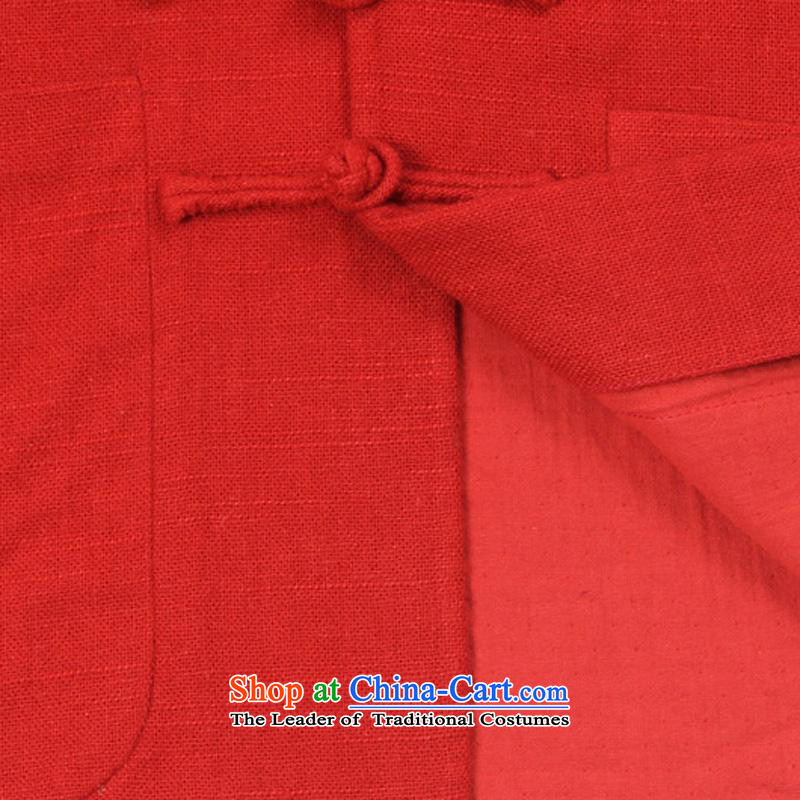 Renowned China wind up detained men Tang long-sleeved red male Han-linen leisure men loose Autumn Chinese red shirt cotton linen , L, renowned (CHIYU) , , , shopping on the Internet