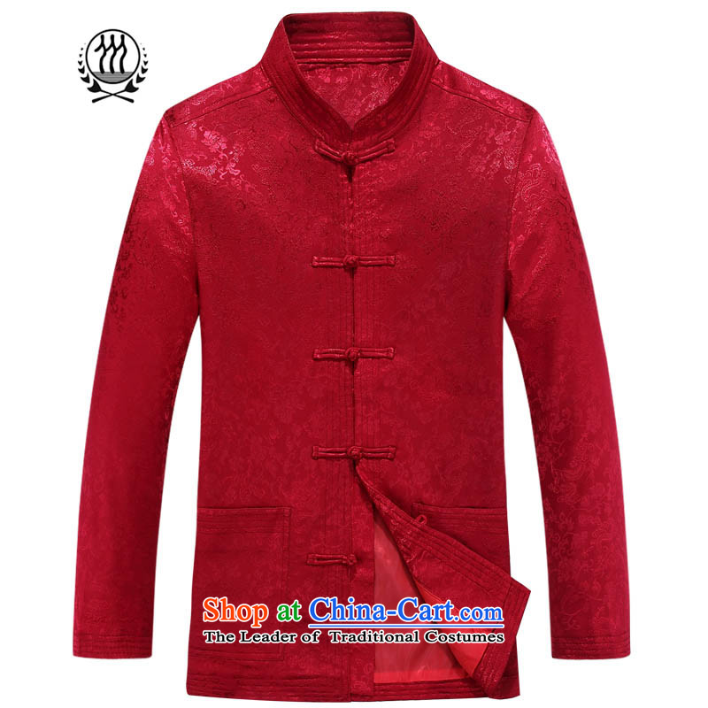  2015 Autumn thre line and older men stamp Tang Gown long sleeve jacket coat of ethnic Chinese collar disc loading F8802 dad detained  M/170, blue line (gesaxing Bosnia and thre) , , , shopping on the Internet