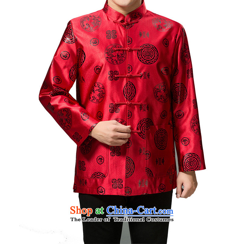 The Rafael Hui Kai 2015 winter clothing new Tang dynasty in Tang Dynasty father load older Happy Birthday Feast cotton jacket Chinese robe 13191 red/Cotton, Dili Mr Rafael Hui Kai.... 180/XL, shopping on the Internet