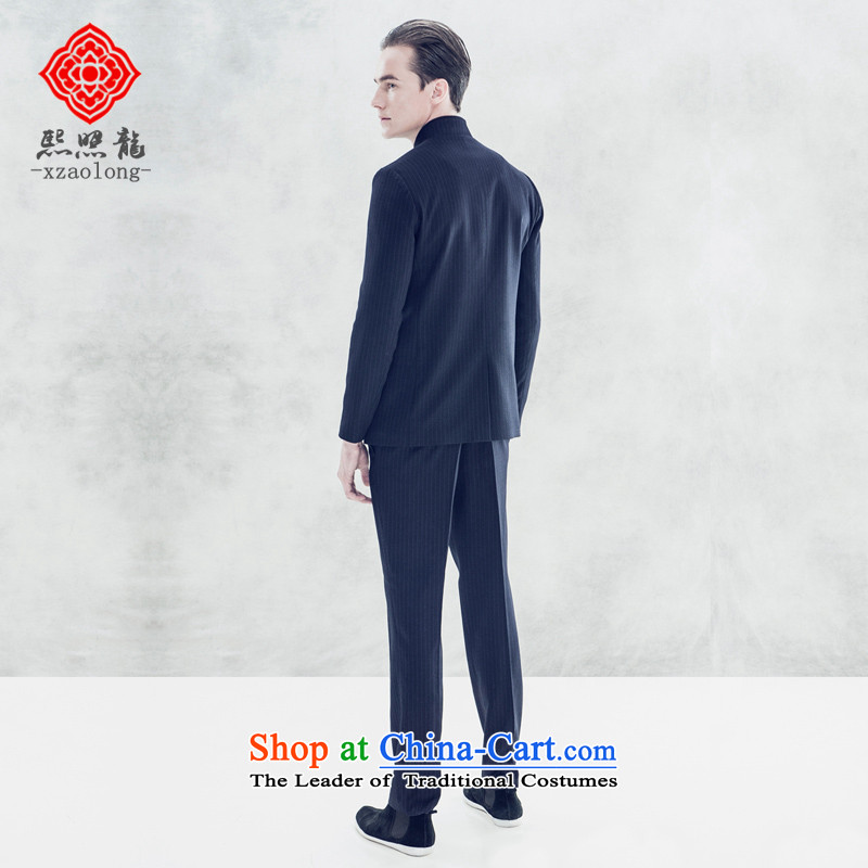 Hee-Snapshot Lung Men's Mock-Neck small business suit Chinese China wind streaks Chinese tunic groom dresses Sau San men S, Hee-snapshot of youth Blue Dragon (XZAOLONG) , , , shopping on the Internet