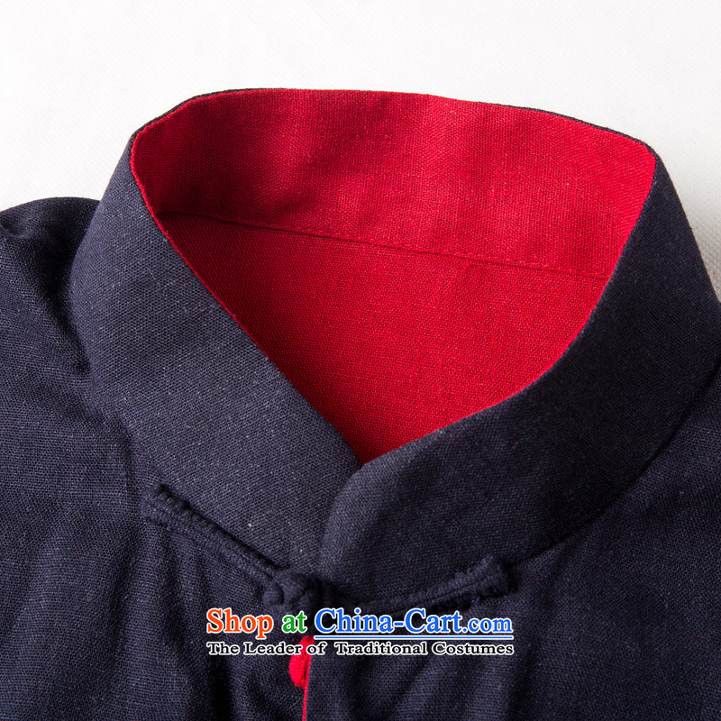 New line thre Bosnia and genuine men on both sides of the Tang dynasty wearing long-sleeved sweater in older Chinese collar solid color cotton linen spring and autumn, Tang dynasty TZ-305  XL/180, Red Line (gesaxing Bosnia and thre) , , , shopping on the