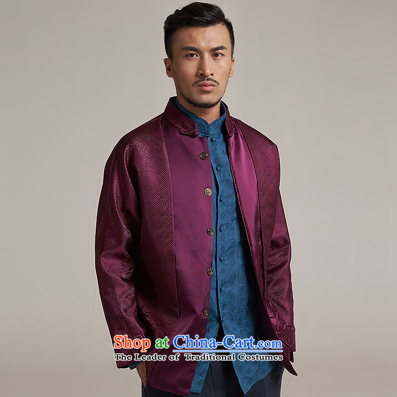 In the wind and the New China wind load Men's Jackets Tang dynasty 2015 autumn and winter long-sleeved father with shoulder middle-aged Chinese clothing aubergine 3XL, embroidery de fudo shopping on the Internet has been pressed.