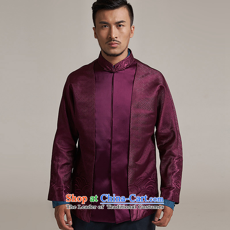 In the wind and the New China wind load Men's Jackets Tang dynasty 2015 autumn and winter long-sleeved father with shoulder middle-aged Chinese clothing aubergine 3XL, embroidery de fudo shopping on the Internet has been pressed.